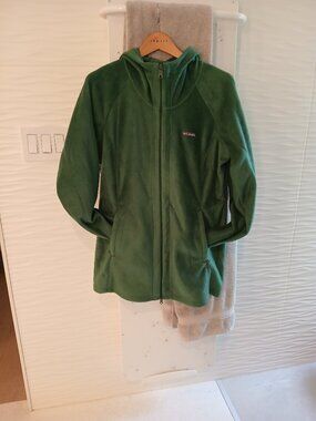 Long fleece hooded jacket
